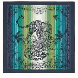 HERMES Carre Jungle Love Green Variegated  Silk Scarf- Robert Dallet full set 90